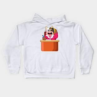 Cow as Secretary with Table Kids Hoodie